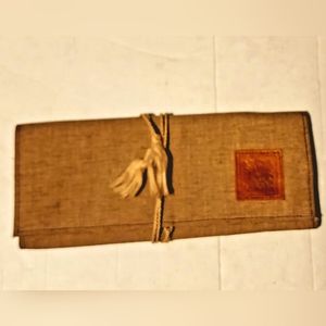 Anne Klein trifold brown and leather traveling jewelry holder bag